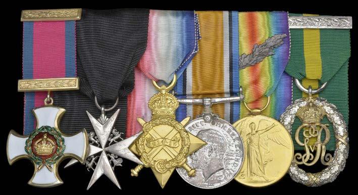 GROUPS AND SINGLE DECORATIONS FOR GALLANTRY 783 A Great War D.S.O. group of six awarded to Lieutenant-Colonel W. E. Foggie, Royal Army Medical Corps DISTINGUISHED SERVICE ORDER, G.V.R., silver-gilt and enamel, complete with top slip-bar; THE ORDER OF ST.