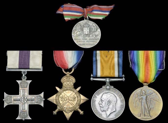 GROUPS AND SINGLE DECORATIONS FOR GALLANTRY 789 A Great War Italy operations M.C. group of five awarded to Li