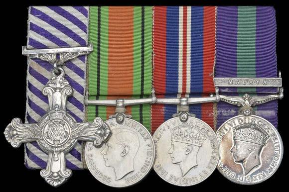 GROUPS AND SINGLE DECORATIONS FOR GALLANTRY 800 An outstanding Malaya 1950-52 operations D.F.C. group of four awarded to Wing Commander A. P.