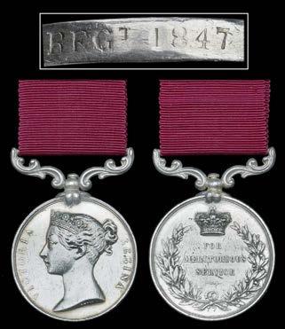 A fine Collection of Medals to The Sherwood Foresters (Nottinghamshire & Derbyshire Regiment) formerly 45th and 95th Foot 149 ARMY MERITORIOUS SERVICE MEDAL, V.R., dated 1847 on edge (Color Serjt.