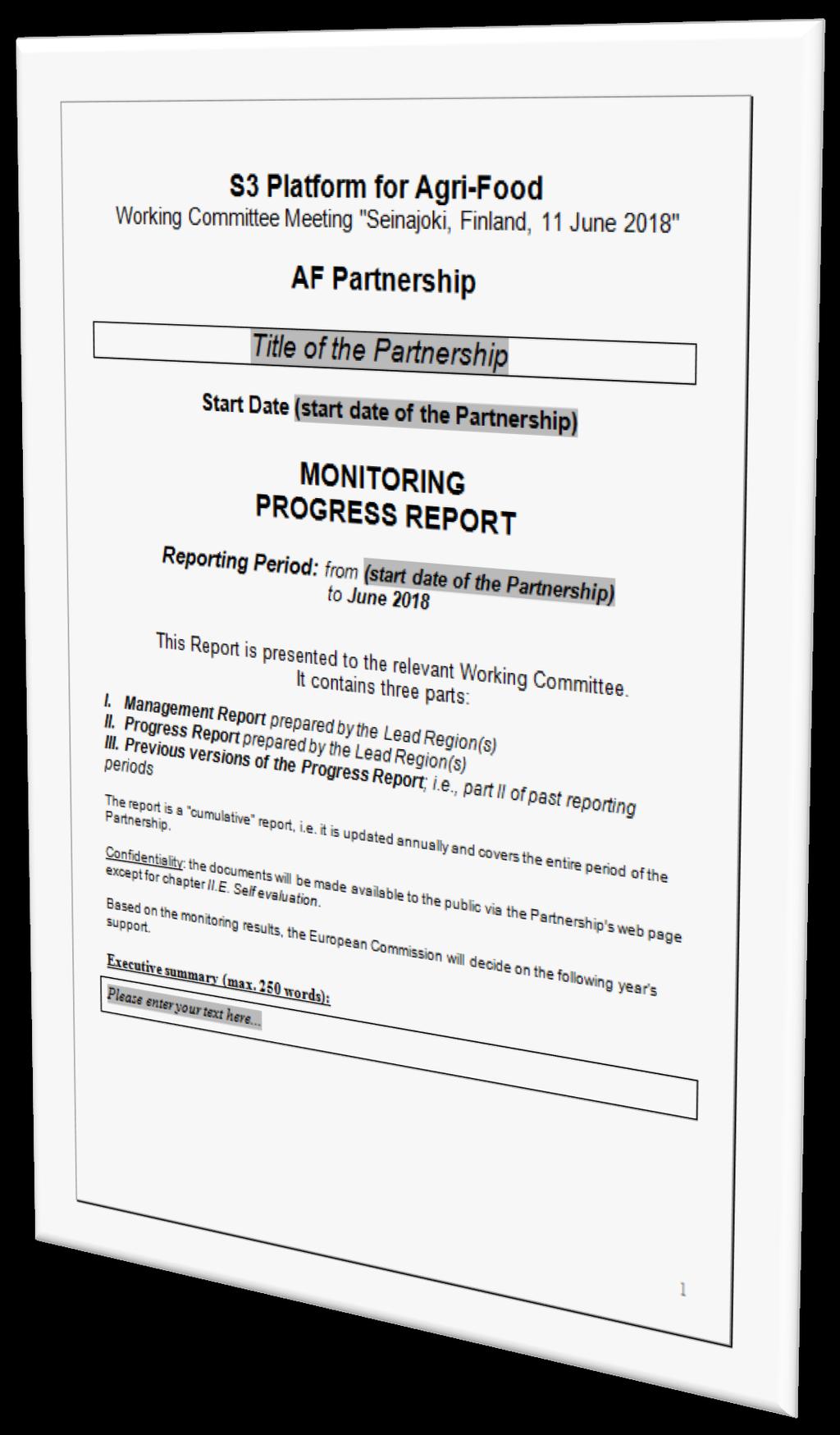 Novelty: Monitoring Reports This Report is presented to the relevant Working Committee. It contains three parts: I. II.