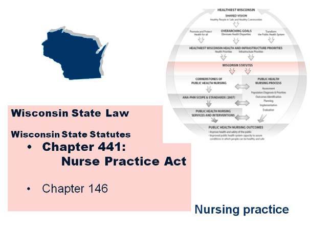 Public health nursing is bounded and guided by Wisconsin state laws that establish qualifications for PHNs and provide the legal basis for public health nursing practice.