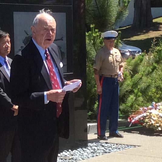 Korean War veteran Denny Weisgerber, chaplain of the 1st Marine Division Association, delivered the Invocation to the audience.