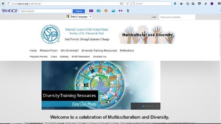 DIVERSITY MILESTONES February 2014, The Multicultural/Diversity website pages set up within the National website to feature initiatives and resources.
