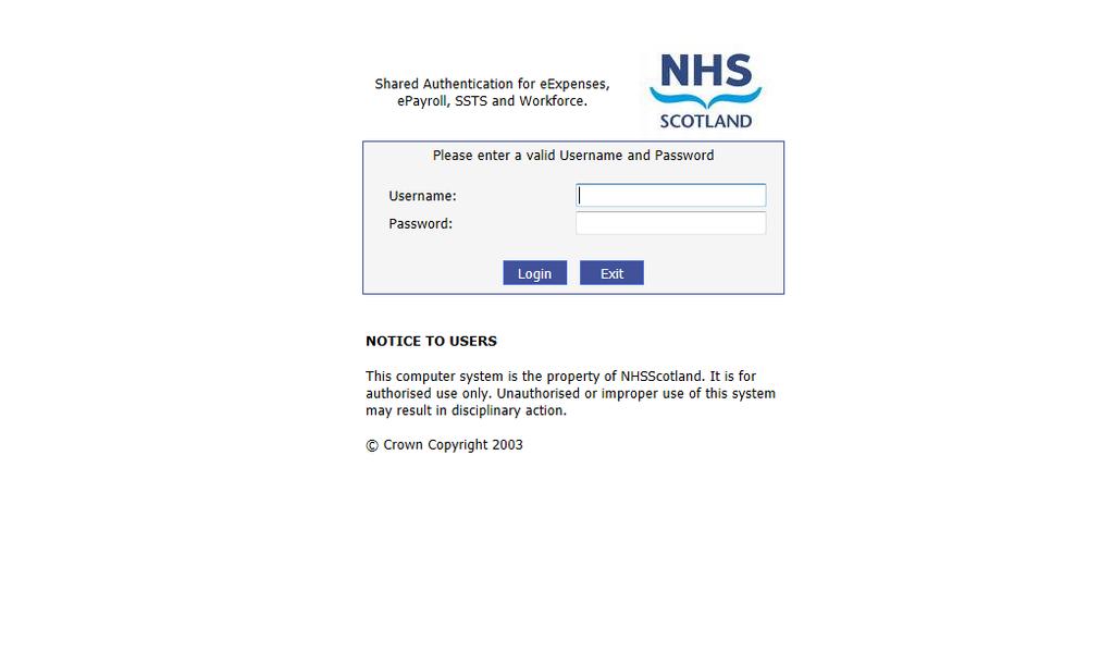 dult Inpatient Workload Tool on the SSTS Platform Link onto the SSTS website either by using the link from your Local Intranet or by using the address below: https://workforce.mhs.scot.nhs.
