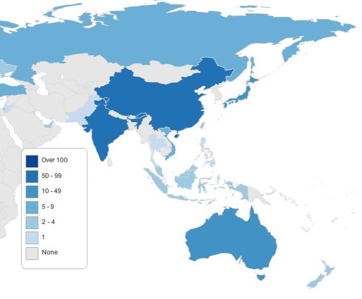 REGISTARS with gtlds ICANN accredited registrars have strong presence in Asia Pacific TOTAL ICANN ACCREDITED REGISTRARS BY COUNTRY MAP: COURTESY OF