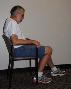 Chair Knee Flexion Keeping feet on floor, slide foot of operated leg back, bending knee. Hold 5 seconds.