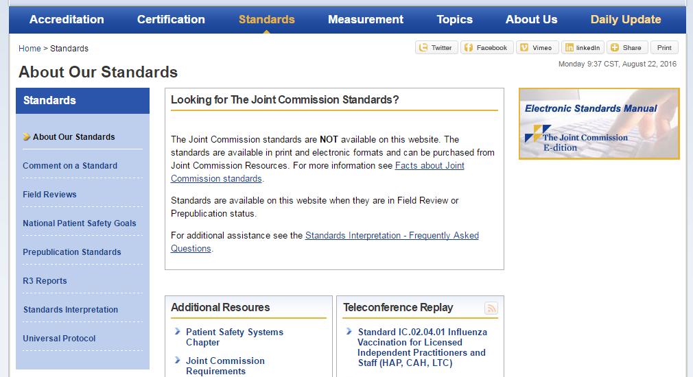 Where can I find the FAQ s from Nursing Care Facilities? Go to Joint Commission home page www.jointcommission.