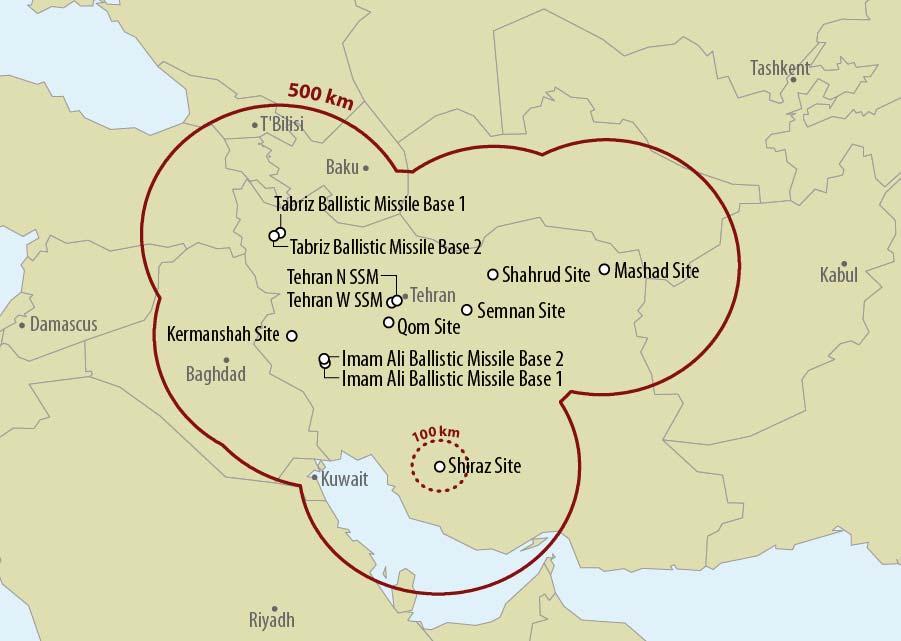 Figure 2. SRBM Sites and Ranges Other good public sources cite figures of perhaps 200-300 Shahab-1 and Shahab-2 SRBMs (with as few as 18-20 launchers or up to around 50 launchers).