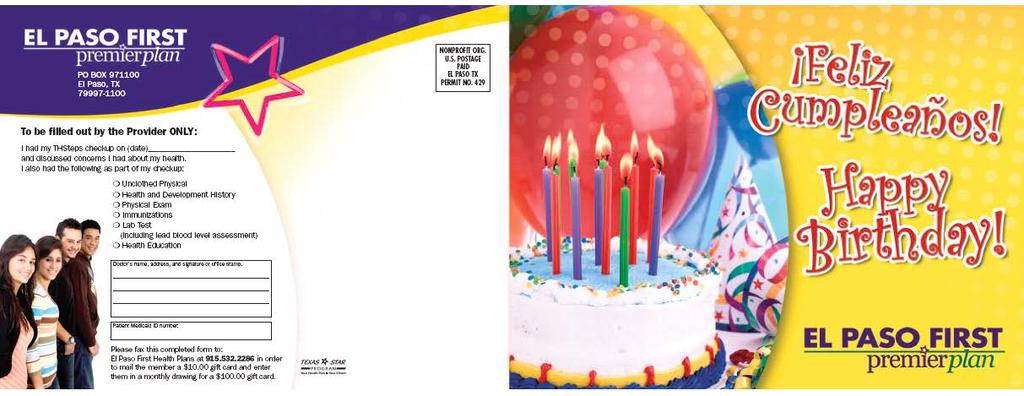 Happy Birthday Reminder Card Please complete back portion with DOS, member ID#,