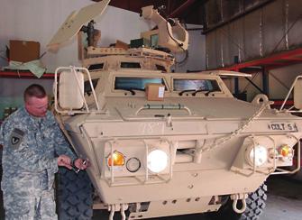 M1200 Armored Knight vehicle chassis, the M1200 Armored Knight adds 360-degree continuous cupola rotation, CREW II, high frequency radio capability, and M2HB.50-caliber capability.