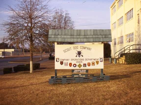 Scout Dog Company, Fort Benning This sign shows the insignia of the many US Army