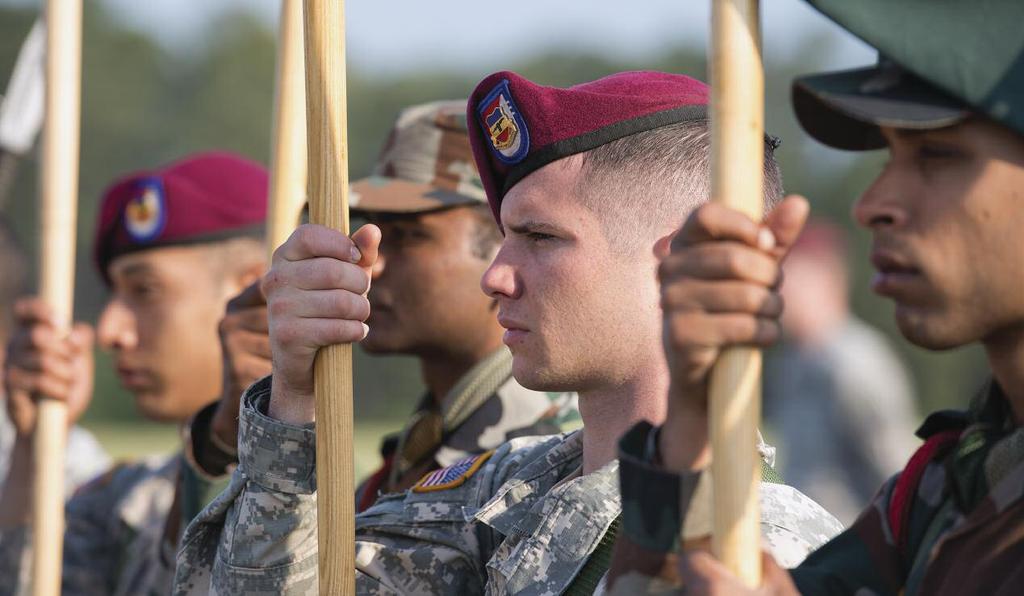 far left, an Indian solder from the 50th Independent Parachute Brigade participates in STX training.
