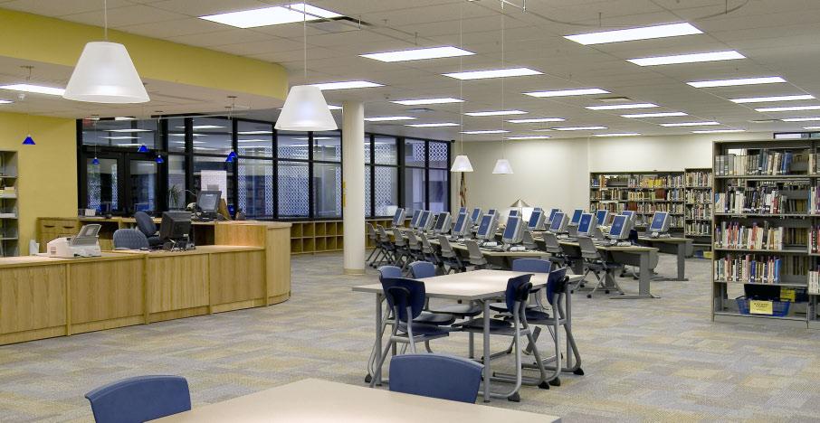 The building has the latest technology and serves as the multi-functional media hub for the entire school campus.