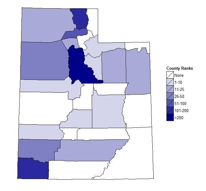 Figure 1. Total Number of Warrant-Related Arrests by County Table 1.