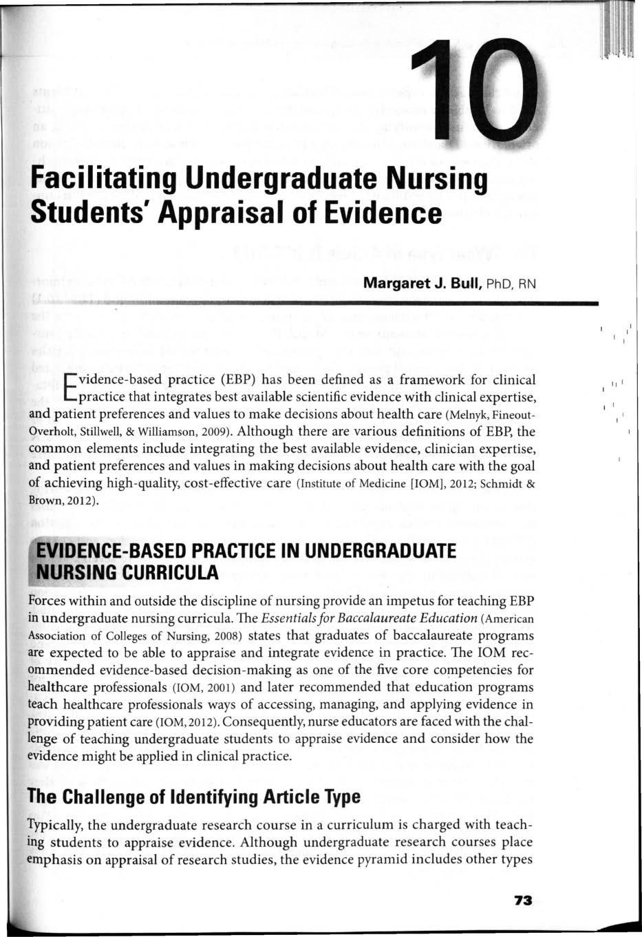 Facilitating Undergraduate Nursing Students' Appraisal of Evidence Margaret J.