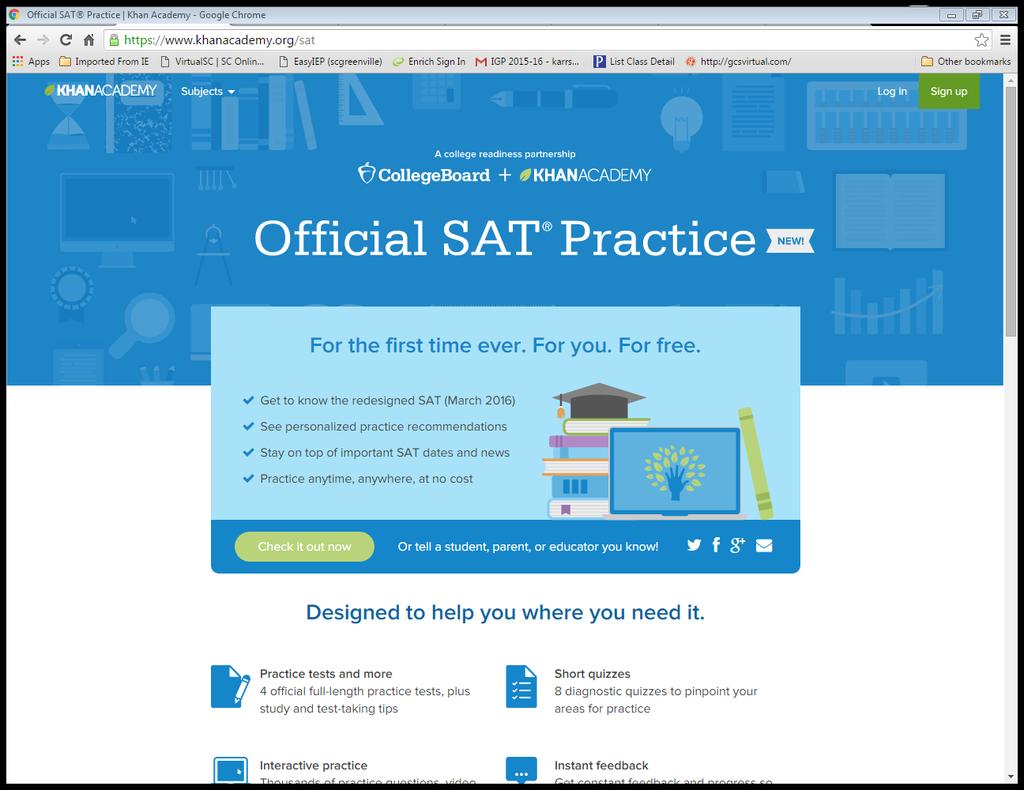 Khan Academy Go to www.satpractice.org and create an account or sign in using an existing account. You will receive an email where you will create a username and password.