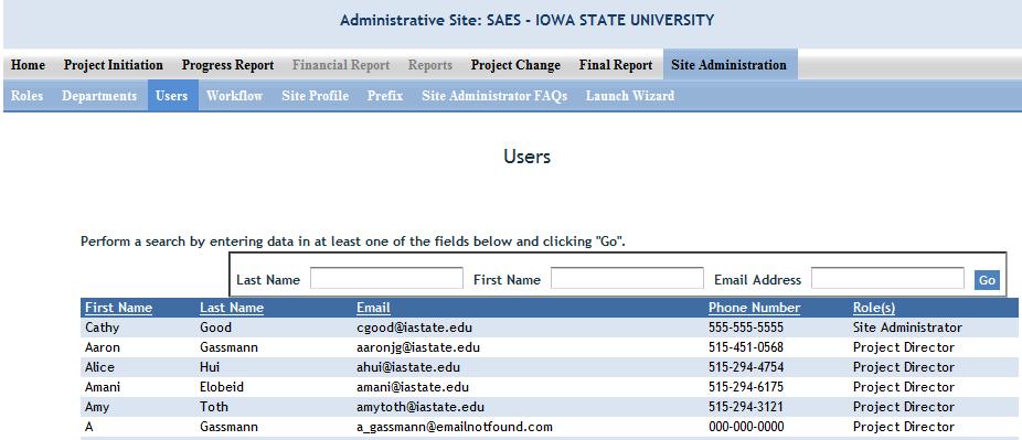 Users How to Add, Deactivate, or Edit Users On the Users page you have the ability to view current users in the system and their assigned roles.