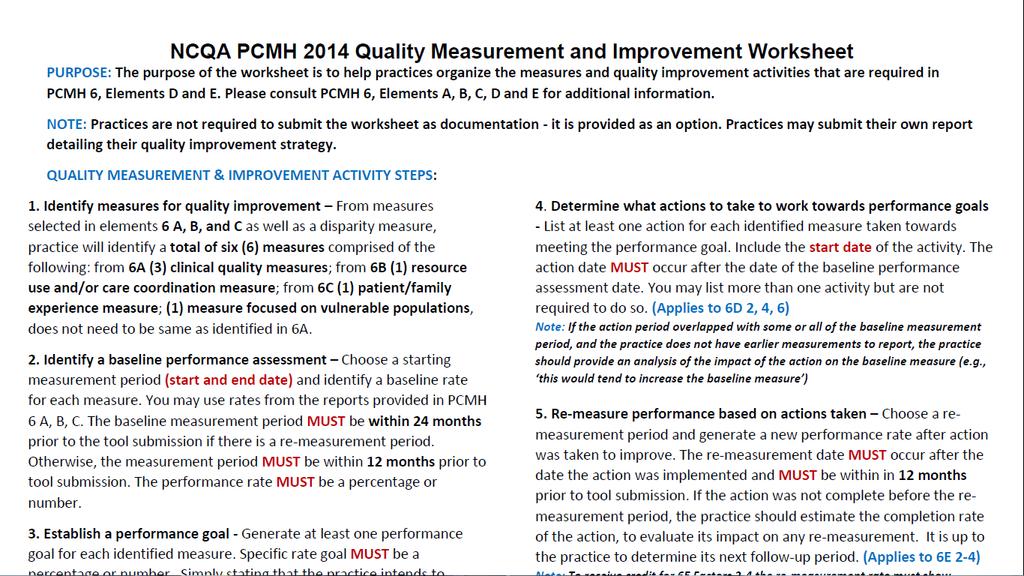 PCMH 6D: Quality Measurement