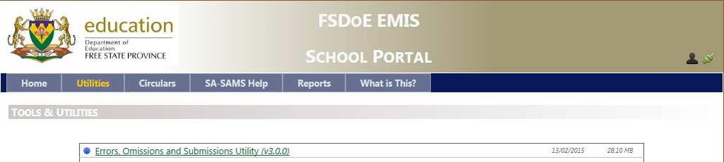 Omissions & Submissions from the Utilities Page of the EMIS School Portal: http://www.