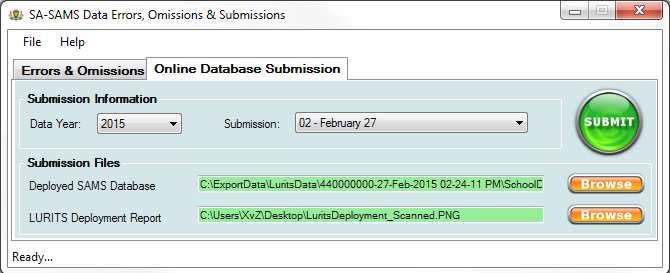 Step 3 (Select Submission & Files) After the submission details have been loaded, you will be able to select the correct Submission Year, Date & Browse for the required Submission Files.