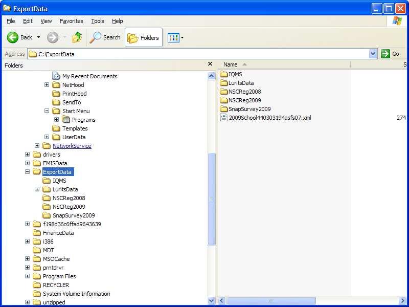 Click on Open Windows Explorer Click on ExportData. Double click on the LuritsData folder.