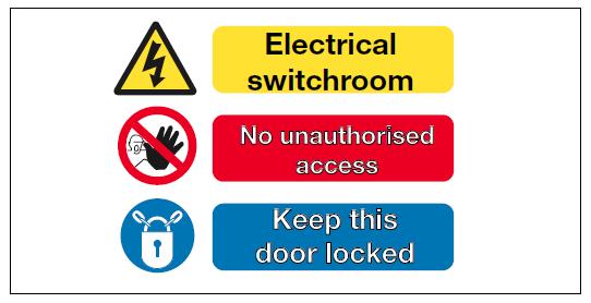 11.9 Temporary safety signs are to be suspended from non-conducting cords and fixed and removed only by an Authorised Person (LV). 11.