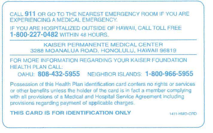 The card displays the member's medical record number which is used for identification.