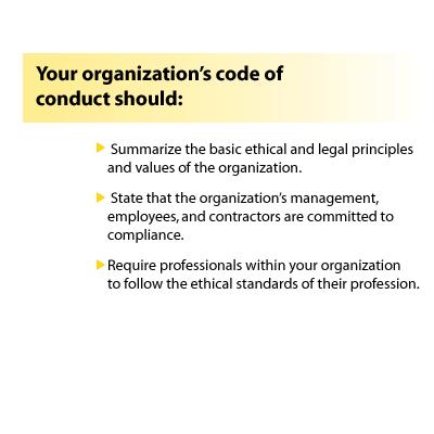 4003 Code of Conduct An effective compliance program begins with a clear commitment to compliance. IMAGE: 4003.GIF Each hospital should value and encourage compliance.