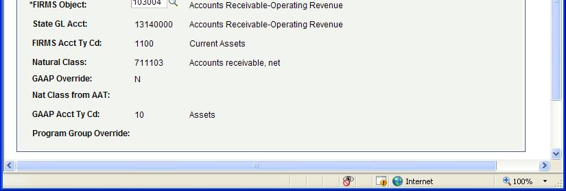 C Account Type 2 D Revenue Account 000000 Program 06 Element 96