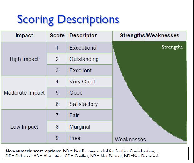 Scoring System Impact Score Descriptor 1 Exceptional High Impact 2 Outstanding 3