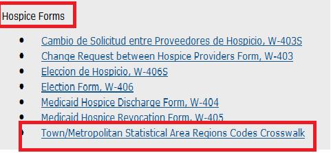 publications>forms>hospice Forms to determine the regional rate