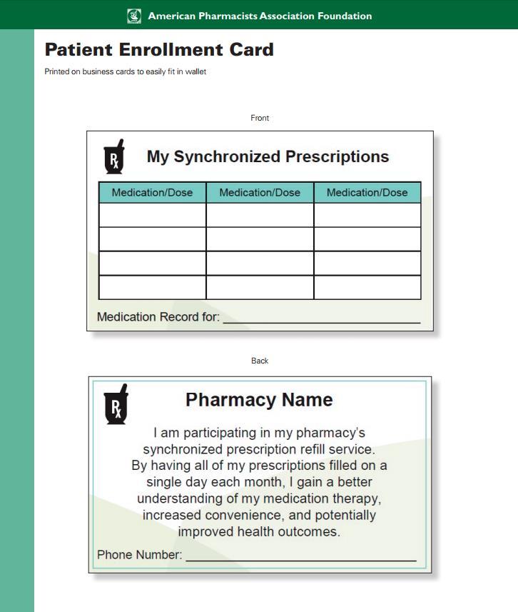 Appendix 3: Example Patient Enrollment Card from APhA