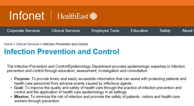 INFECTION PREVENTION AND CONTROL S ROLE IN ASP Page on Infonet with links dedicated to Infection Prevention and Control including: