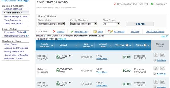 Claim Click on Explanation of Benefits Not sure if this is the right