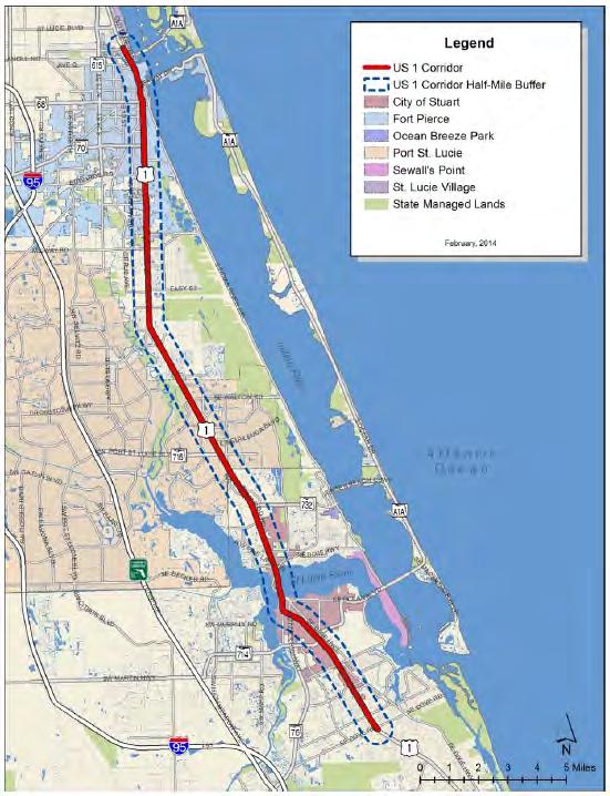 communities of Martin and St. Lucie counties east of I-95 and the Florida Turnpike.