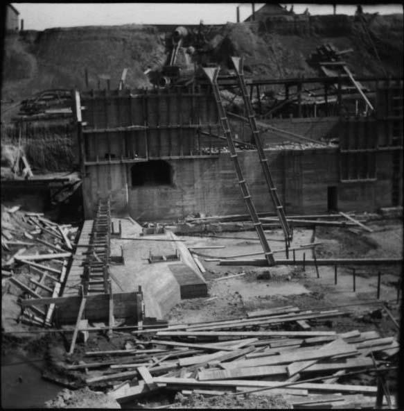 Construction of lock and dam #3 Primary Brazos River: Lock and Dam #3. (U.S. Collection, 1917.