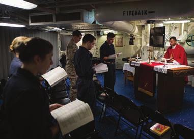 the opportunity to participate in Mass and confession June 30, when the crew was visited by Army Chaplain Maj. John Gabriel.