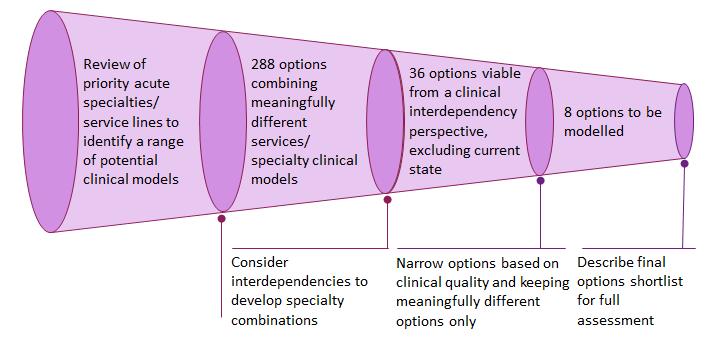 FIGURE 3: Developing the Clinical Options for Change The remaining 36 possible options were then reviewed by the Clinical Reference Group and the group agreed to exclude all options that did not