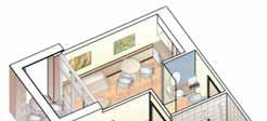 Typical Resident Suite Social Family Food Prep Terrace Access from Living Access from Bedroom Entry Nurse Touchdown Family Access Bathroom Hoist with direct path from Bed Roman Shower to max assist