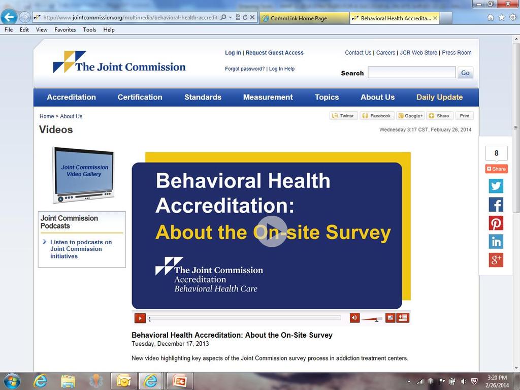 About the On-site Survey Video http://www.jointcommission.