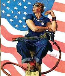 Con4nued from page 1 The "Rosie" image popular during the war was created by illustrator Norman Rockwell (who had most certainly heard the "Rosie the Riveter" song) for the cover of the Saturday
