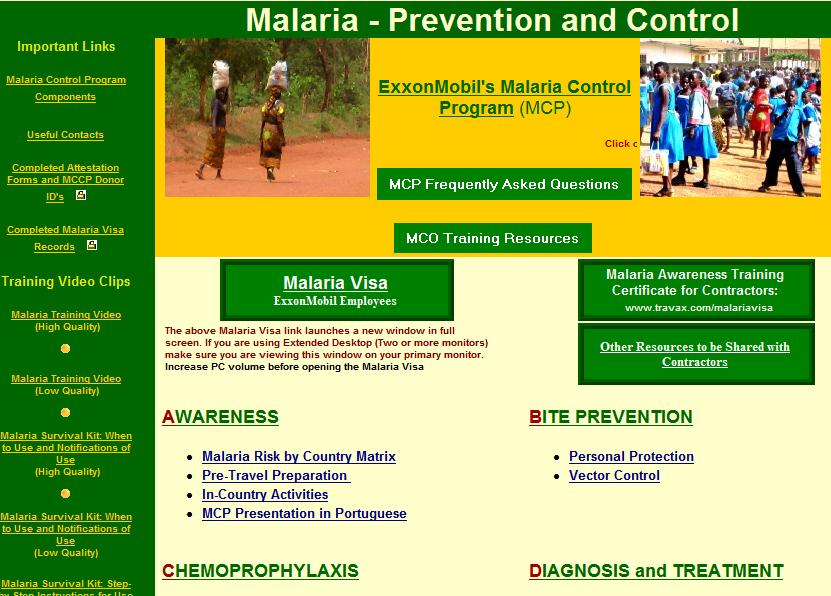 Malaria Control Program BACKGROUND As personnel numbers increased in sub-sahara Africa, we needed a Malaria Control Program (MCP) In 2001, EM developed and implemented a comprehensive MCP based on