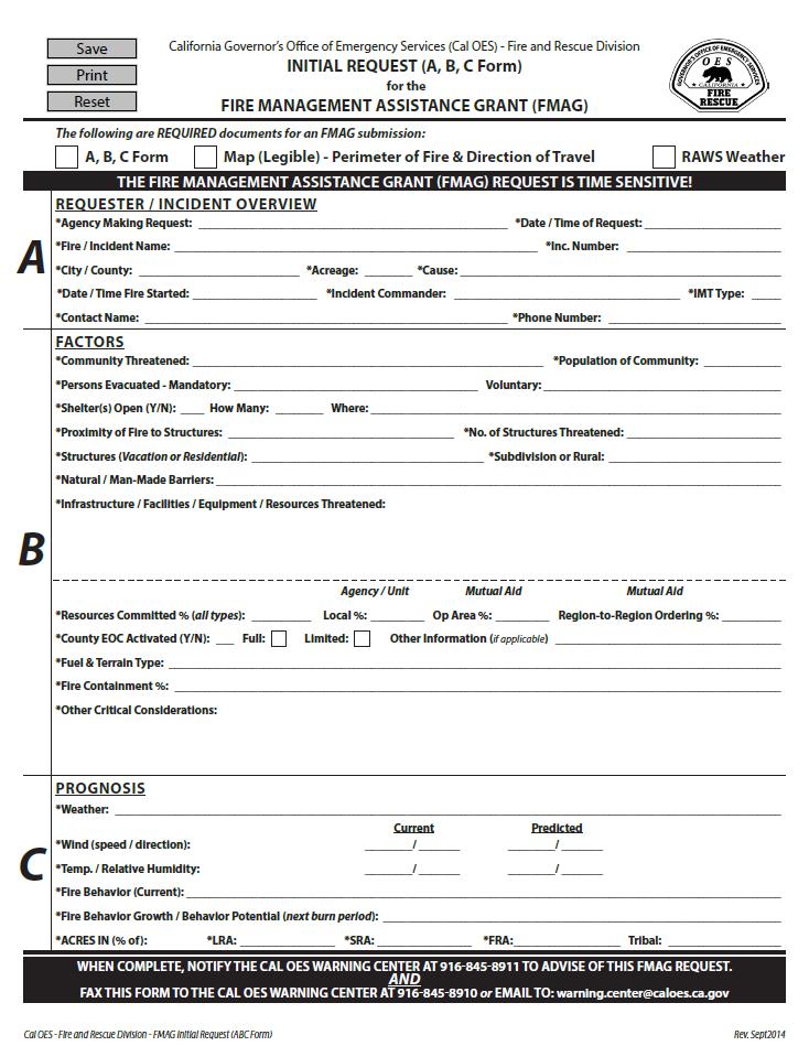 Cal OES Initial Request (ABC) Form F-158 www.