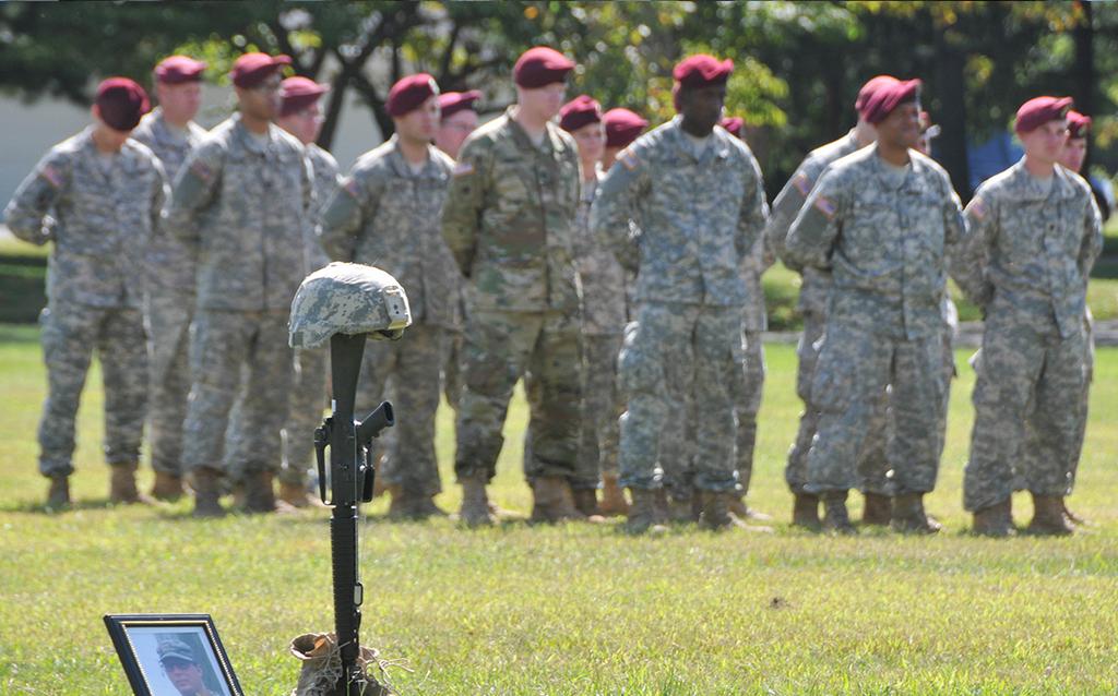 The Army Reserve s 404th Civil Affairs Battalion (Airborne) held a memorial service to honor one of its own Sept. 13 at Sharp Field on Joint Base McGuire-Dix-Lakehurst, N.J. Spc.
