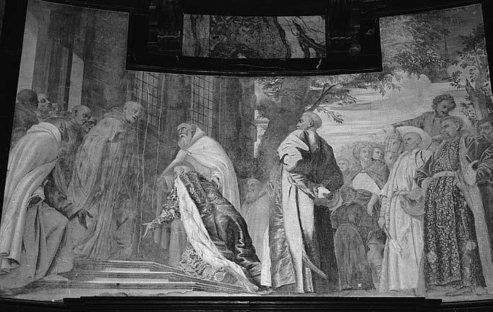 180 Mindaugas Paknys *8 Šv. Romualdas įveda Lenkijos kunigaikštį Kazimierą į Kliuni vienuolyną, freska, tarp 1678 1685, M. Palloni kaip Šv.