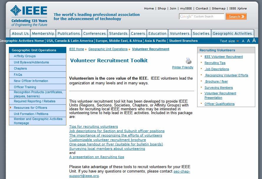 Volunteer Recruitment Toolkit http://www.ieee.