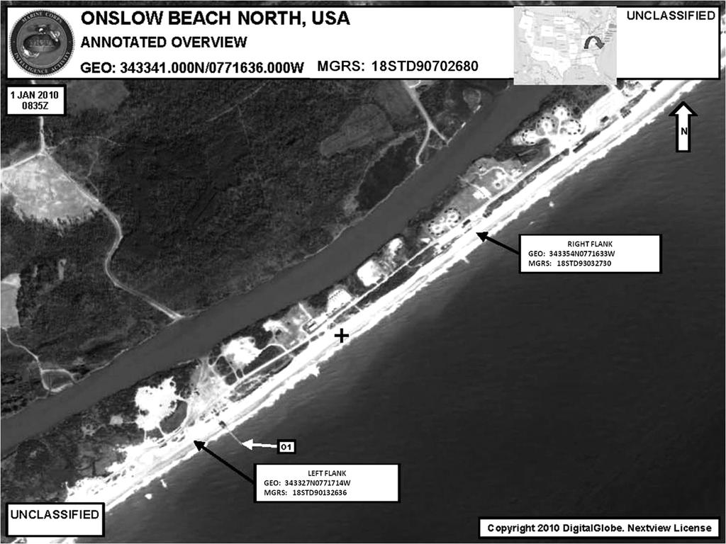 Beach Study Example: Image and Supporting Intelligence Report for Onslow Beach North, Camp Lejeune, North Carolina Sheet: Camp Lejeune MIM Series: V742S Edition: 2-DMA Datum: NAD 83/WGS 84 Left Flank