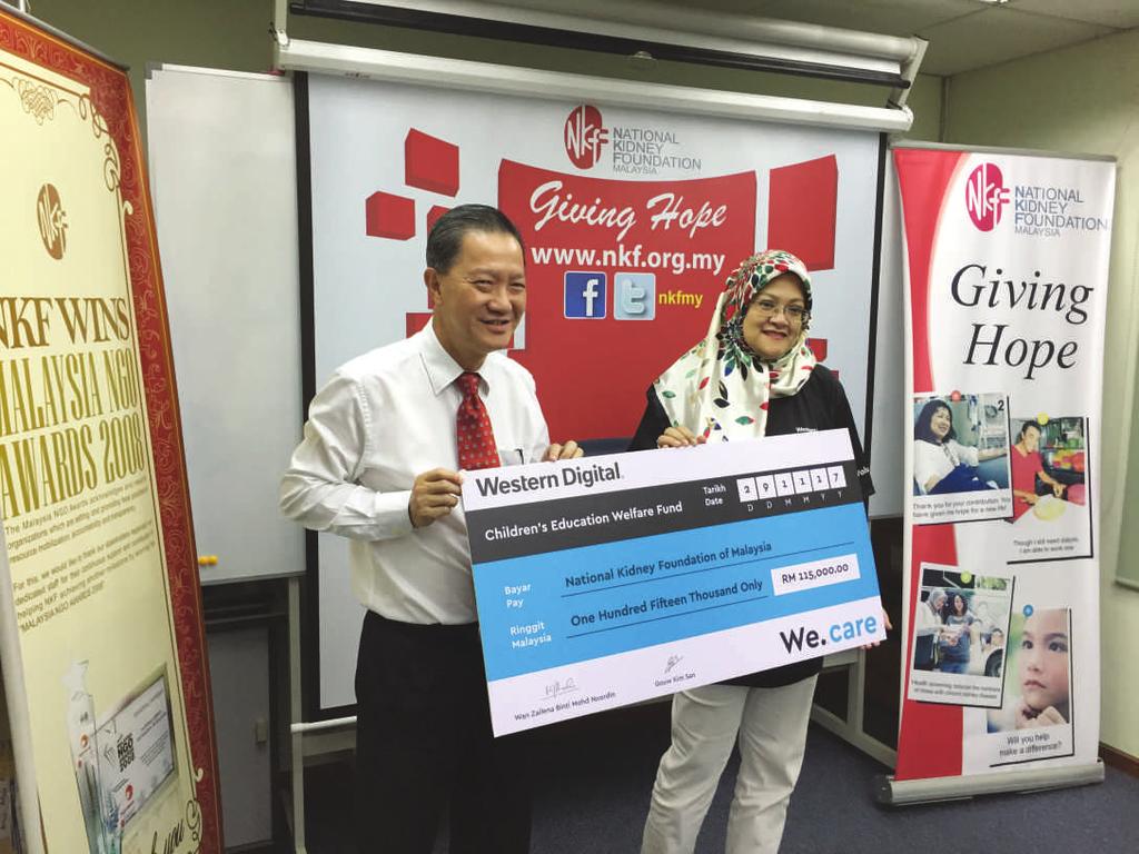 Western Digital Foundation Malaysia Donated RM115,000 To NKF On 29 November 2017, Puan Children s The donation helped to ease a Wan Zailena Binti Mohd Noordin, the Education Welfare Fund of NKF,
