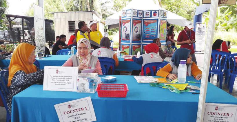 the These checks covered essentially blood Following the collaboration, pressure readings, urine three mobile health screening tests for diabetes and kidney teams in Selangor and Johor, diseases and